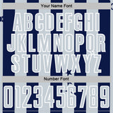 Custom Navy Silver-White Stars And Stripes Sports Sublimation Soccer Uniform Jersey