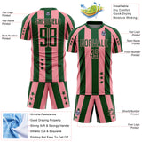 Custom Green Medium Pink Stars And Stripes Sports Sublimation Soccer Uniform Jersey