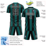 Custom Teal Black-White Stars And Stripes Sports Sublimation Soccer Uniform Jersey