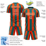 Custom Teal Orange-White Stars And Stripes Sports Sublimation Soccer Uniform Jersey