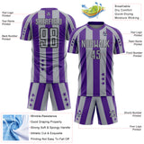 Custom Purple Gray-Black Stars And Stripes Sports Sublimation Soccer Uniform Jersey