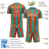 Custom Aqua Orange-White Stars And Stripes Sports Sublimation Soccer Uniform Jersey