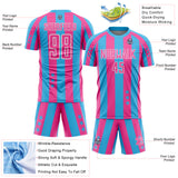 Custom Sky Blue Pink-White Stars And Stripes Sports Sublimation Soccer Uniform Jersey