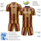 Custom Burgundy Old Gold-White Stars And Stripes Sports Sublimation Soccer Uniform Jersey