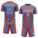 Custom Powder Blue Orange-White Stars And Stripes Sports Sublimation Soccer Uniform Jersey