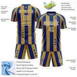 Custom Royal Old Gold-White Stars And Stripes Sports Sublimation Soccer Uniform Jersey