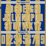 Custom Royal Old Gold-White Stars And Stripes Sports Sublimation Soccer Uniform Jersey