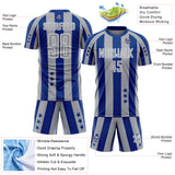 Custom Royal Gray-White Stars And Stripes Sports Sublimation Soccer Uniform Jersey