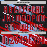 Custom Black Red Light Blue-White Grunge Stripe And Grainy Sports Sublimation Soccer Uniform Jersey