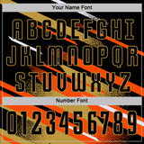 Custom Black Orange Old Gold-White Grunge Stripe And Grainy Sports Sublimation Soccer Uniform Jersey