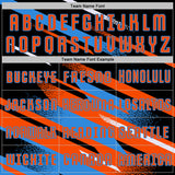 Custom Black Orange Powder Blue-White Grunge Stripe And Grainy Sports Sublimation Soccer Uniform Jersey