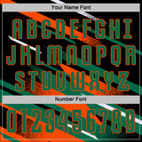 Custom Black Kelly Green Orange-White Grunge Stripe And Grainy Sports Sublimation Soccer Uniform Jersey