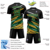 Custom Black Kelly Green Old Gold-White Grunge Stripe And Grainy Sports Sublimation Soccer Uniform Jersey