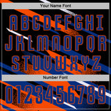 Custom Black Royal Orange-White Grunge Stripe And Grainy Sports Sublimation Soccer Uniform Jersey