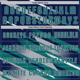 Custom Navy Teal Gray-White Grunge Stripe And Grainy Sports Sublimation Soccer Uniform Jersey