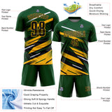 Custom Green Black Gold-White Grunge Stripe And Grainy Sports Sublimation Soccer Uniform Jersey