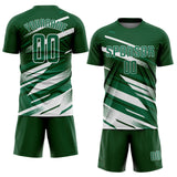 Custom Green Kelly Green-White Grunge Stripe And Grainy Sports Sublimation Soccer Uniform Jersey