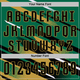 Custom Kelly Green Black Old Gold-White Grunge Stripe And Grainy Sports Sublimation Soccer Uniform Jersey