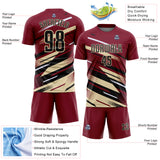 Custom Crimson Black Cream-White Grunge Stripe And Grainy Sports Sublimation Soccer Uniform Jersey