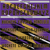 Custom Purple Black Old Gold-White Grunge Stripe And Grainy Sports Sublimation Soccer Uniform Jersey