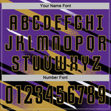 Custom Purple Black Old Gold-White Grunge Stripe And Grainy Sports Sublimation Soccer Uniform Jersey