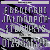Custom Purple Gray Black-White Grunge Stripe And Grainy Sports Sublimation Soccer Uniform Jersey