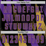 Custom Black Purple-Old Gold Radial Burst Sports Sublimation Soccer Uniform Jersey