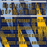Custom Navy Light Blue-Gold Radial Burst Sports Sublimation Soccer Uniform Jersey