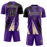 Custom Purple Black-Cream Radial Burst Sports Sublimation Soccer Uniform Jersey
