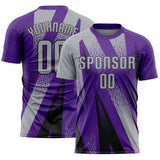 Custom Purple Black-Gray Radial Burst Sports Sublimation Soccer Uniform Jersey