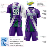 Custom Purple White-Kelly Green Radial Burst Sports Sublimation Soccer Uniform Jersey