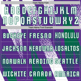 Custom Purple White-Kelly Green Radial Burst Sports Sublimation Soccer Uniform Jersey