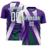 Custom Purple White-Kelly Green Radial Burst Sports Sublimation Soccer Uniform Jersey