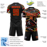 Custom Black Red Old Gold-White Abstract Geometric Stripes Sports Sublimation Soccer Uniform Jersey