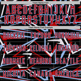 Custom Black Red Light Blue-White Abstract Geometric Stripes Sports Sublimation Soccer Uniform Jersey