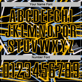 Custom Black Light Blue Gold-White Abstract Geometric Stripes Sports Sublimation Soccer Uniform Jersey