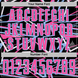 Custom Black Pink Light Blue-White Abstract Geometric Stripes Sports Sublimation Soccer Uniform Jersey