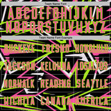 Custom Black Pink Neon Green-White Abstract Geometric Stripes Sports Sublimation Soccer Uniform Jersey