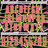 Custom Black Pink Neon Green-White Abstract Geometric Stripes Sports Sublimation Soccer Uniform Jersey