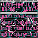 Custom Black Pink Teal-White Abstract Geometric Stripes Sports Sublimation Soccer Uniform Jersey