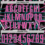 Custom Black Pink Teal-White Abstract Geometric Stripes Sports Sublimation Soccer Uniform Jersey