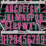 Custom Black Pink Kelly Green-White Abstract Geometric Stripes Sports Sublimation Soccer Uniform Jersey