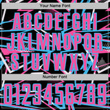 Custom Black Pink Sky Blue-White Abstract Geometric Stripes Sports Sublimation Soccer Uniform Jersey