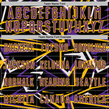 Custom Black Purple Gold-White Abstract Geometric Stripes Sports Sublimation Soccer Uniform Jersey