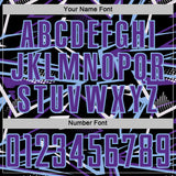 Custom Black Purple Light Blue-White Abstract Geometric Stripes Sports Sublimation Soccer Uniform Jersey
