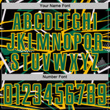 Custom Black Kelly Green Gold-White Abstract Geometric Stripes Sports Sublimation Soccer Uniform Jersey