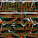 Custom Black Kelly Green Orange-White Abstract Geometric Stripes Sports Sublimation Soccer Uniform Jersey