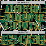 Custom Black Kelly Green Old Gold-White Abstract Geometric Stripes Sports Sublimation Soccer Uniform Jersey
