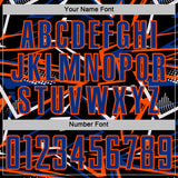 Custom Black Royal Orange-White Abstract Geometric Stripes Sports Sublimation Soccer Uniform Jersey