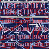 Custom Navy Light Blue Red-White Abstract Geometric Stripes Sports Sublimation Soccer Uniform Jersey